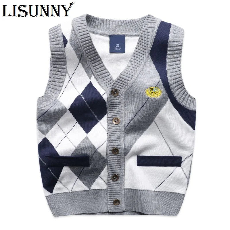 Kids' Plaid Vest Sweater Spring Cardigan for Boys