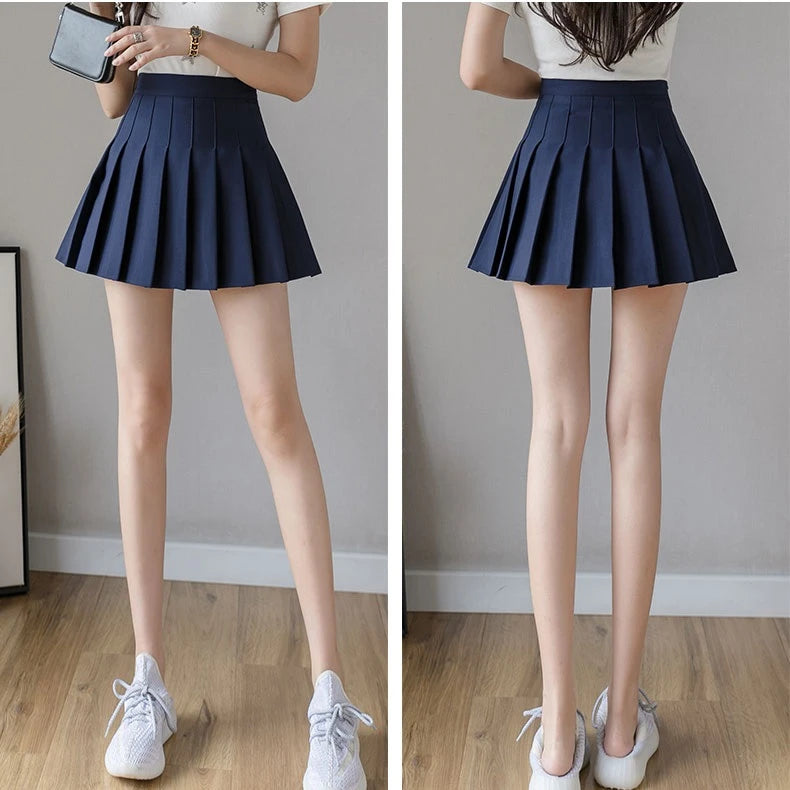 Korean High-Waist Plaid Mini Skirt