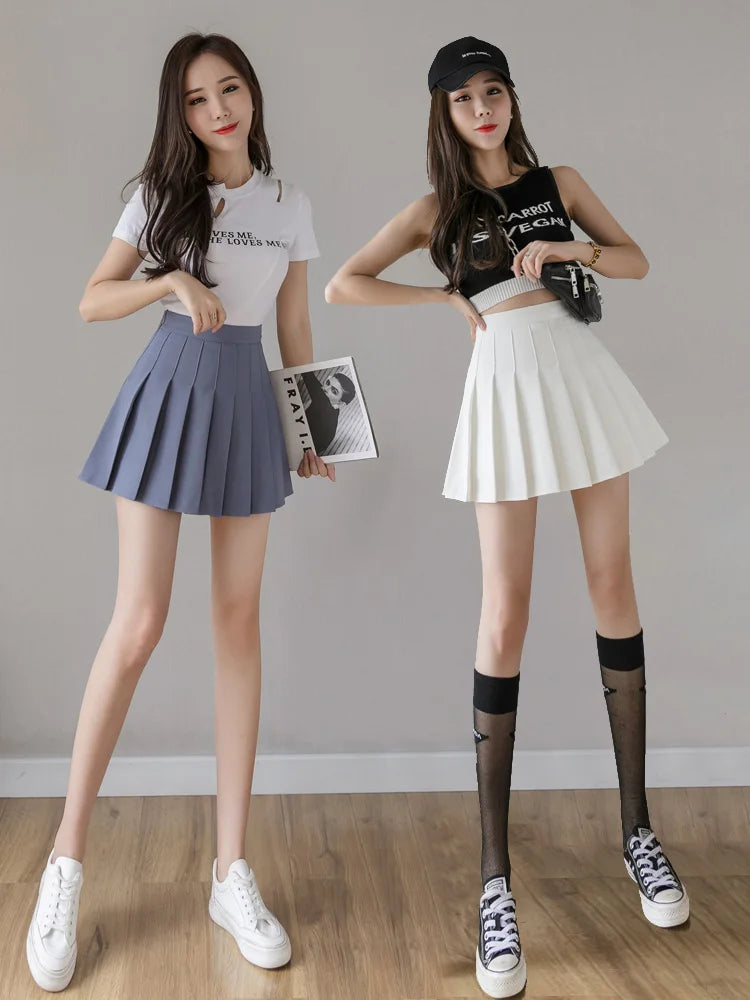 Korean High-Waist Plaid Mini Skirt