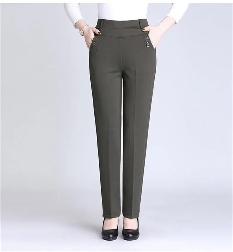 Autumn/Winter Women's Velvet High Waist Loose Mom Pants