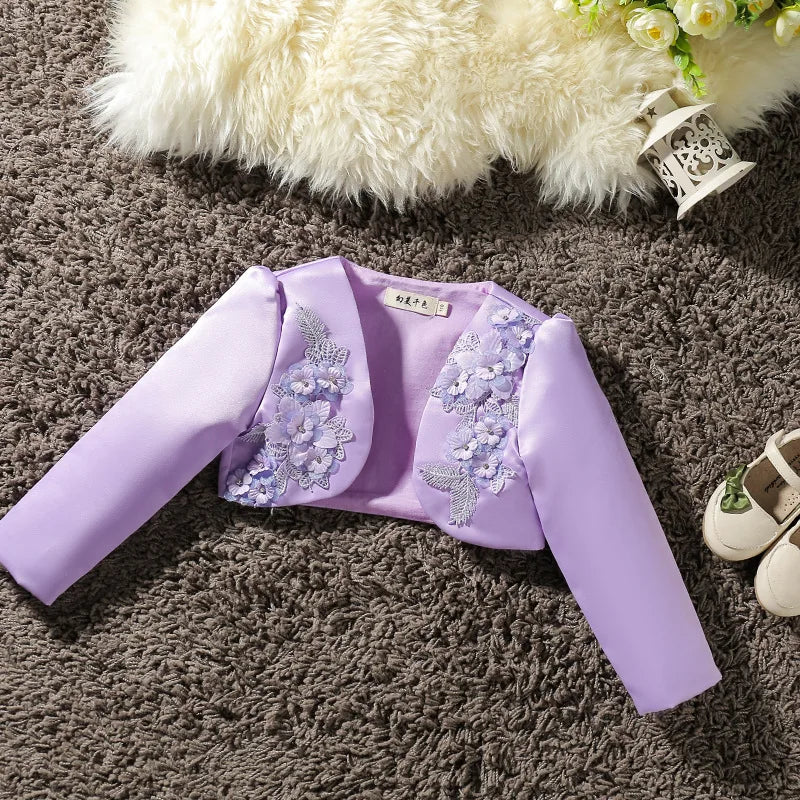 Baby Girl Embroidered Coat Princess Cape Jacket for Weddings