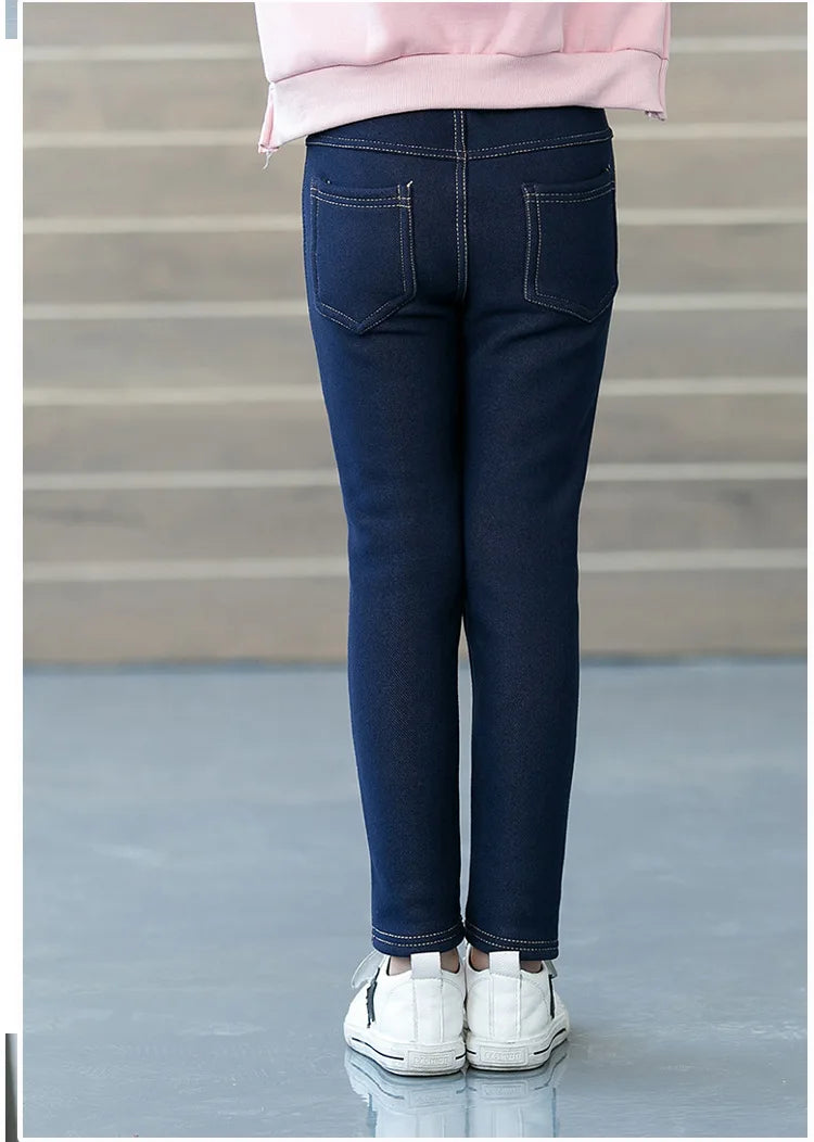 Girls' Winter Jeans: Thicker Stretch & Cashmere Korean Style