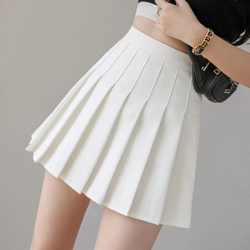 Korean High-Waist Plaid Mini Skirt