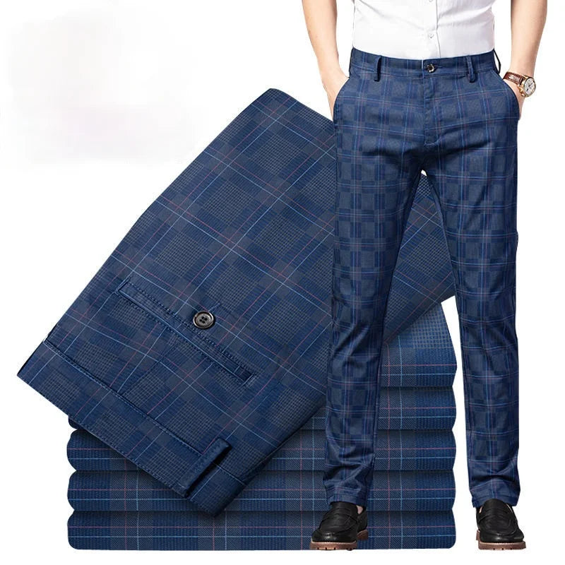 Upgrade your spring style with these slim-fit black plaid pants