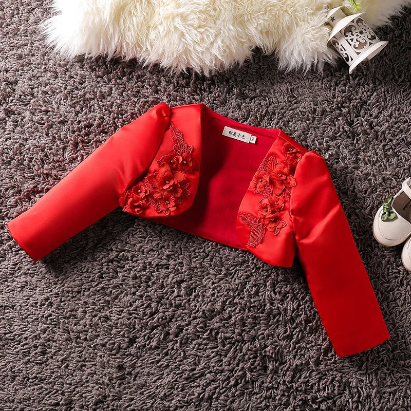 Baby Girl Embroidered Coat Princess Cape Jacket for Weddings