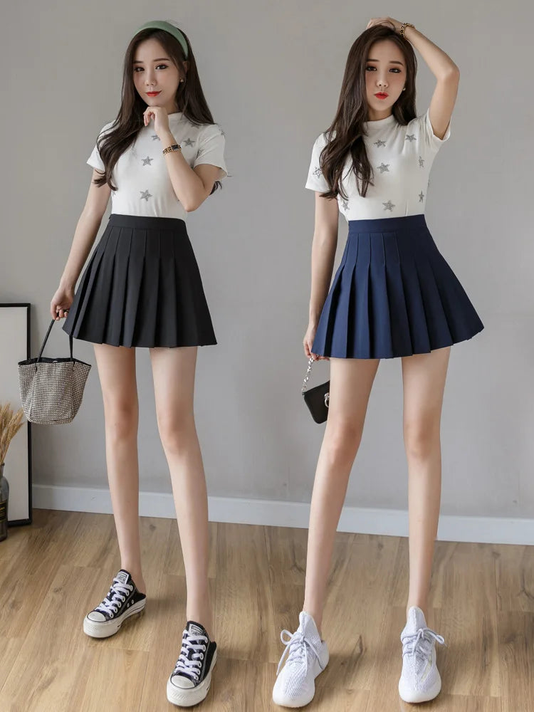 Korean High-Waist Plaid Mini Skirt