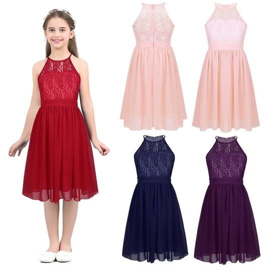 Kid Flower Girl Lace Chiffon Dress