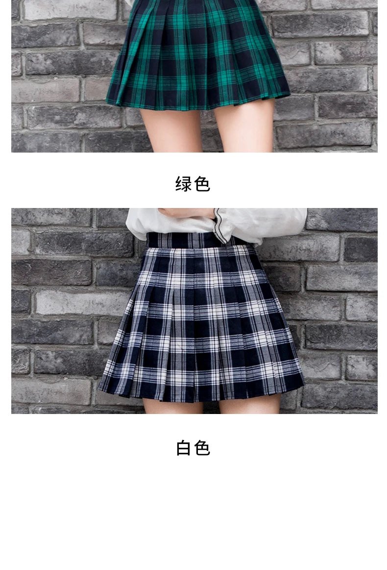 Korean High-Waist Plaid Mini Skirt