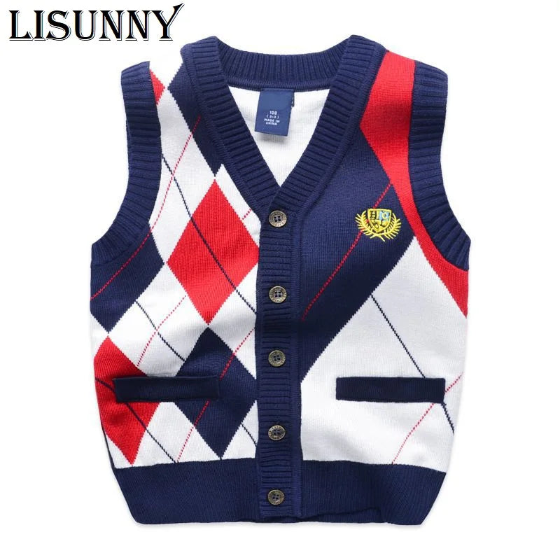 Kids' Plaid Vest Sweater Spring Cardigan for Boys