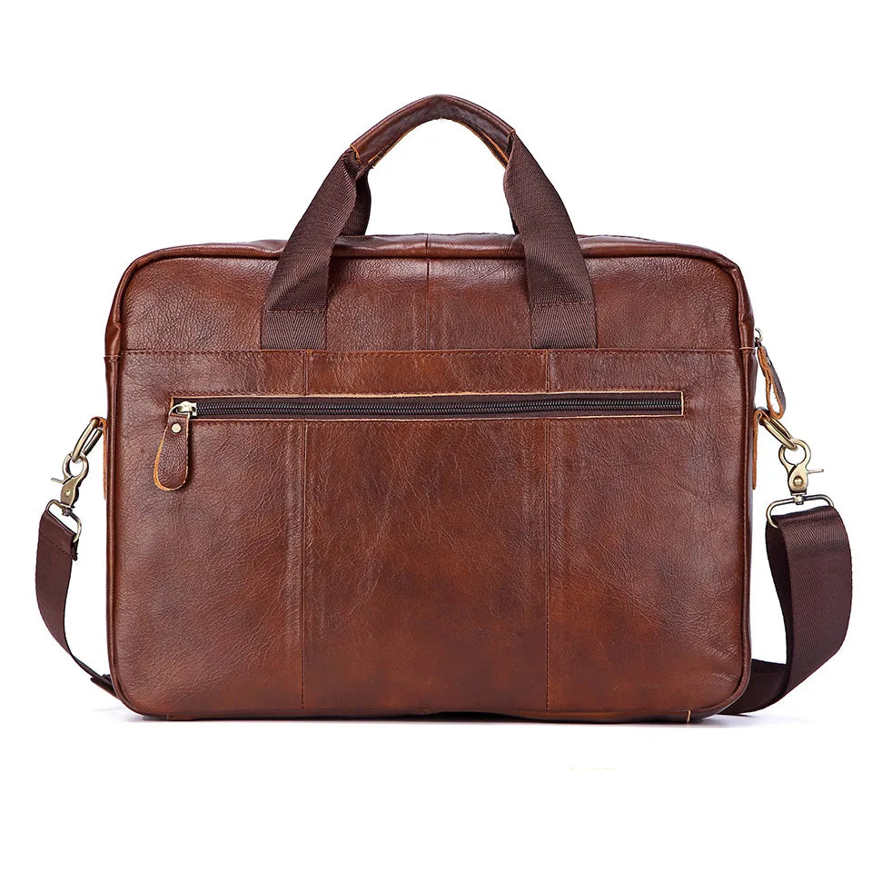 Men's Genuine Leather Handbag – Casual Laptop & Travel Messenger Bag