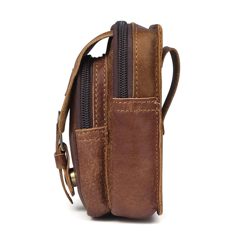 Genuine Leather Men Waist Packs