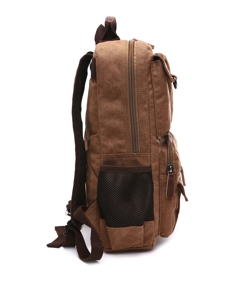 Men's Canvas Backpack – Korean Style Shoulder Bag, Laptop Rucksack for School and Leisure