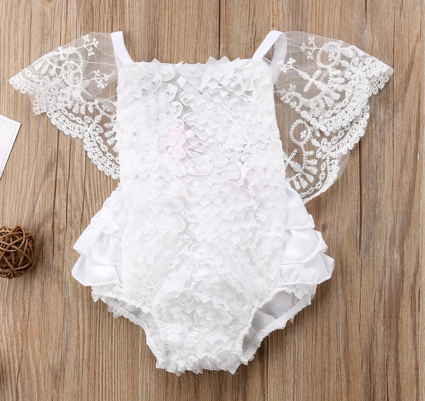 Newborn Baby Girl Lace Ruffle Bodysuit Summer Outfit