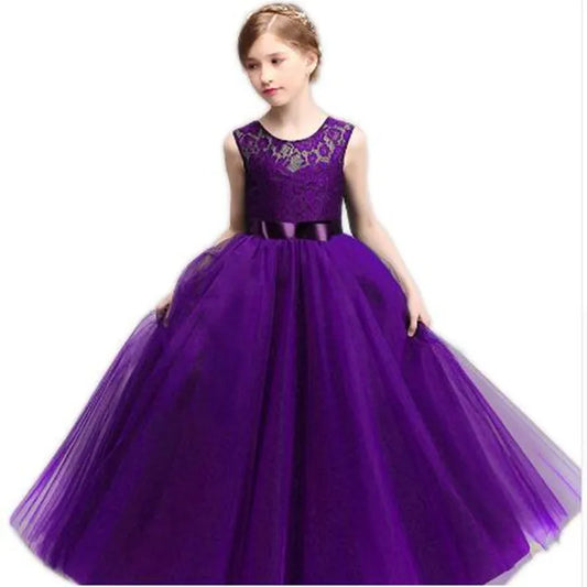 Girls' Long Wedding Dress: Party Wear for Ages 6-14 years