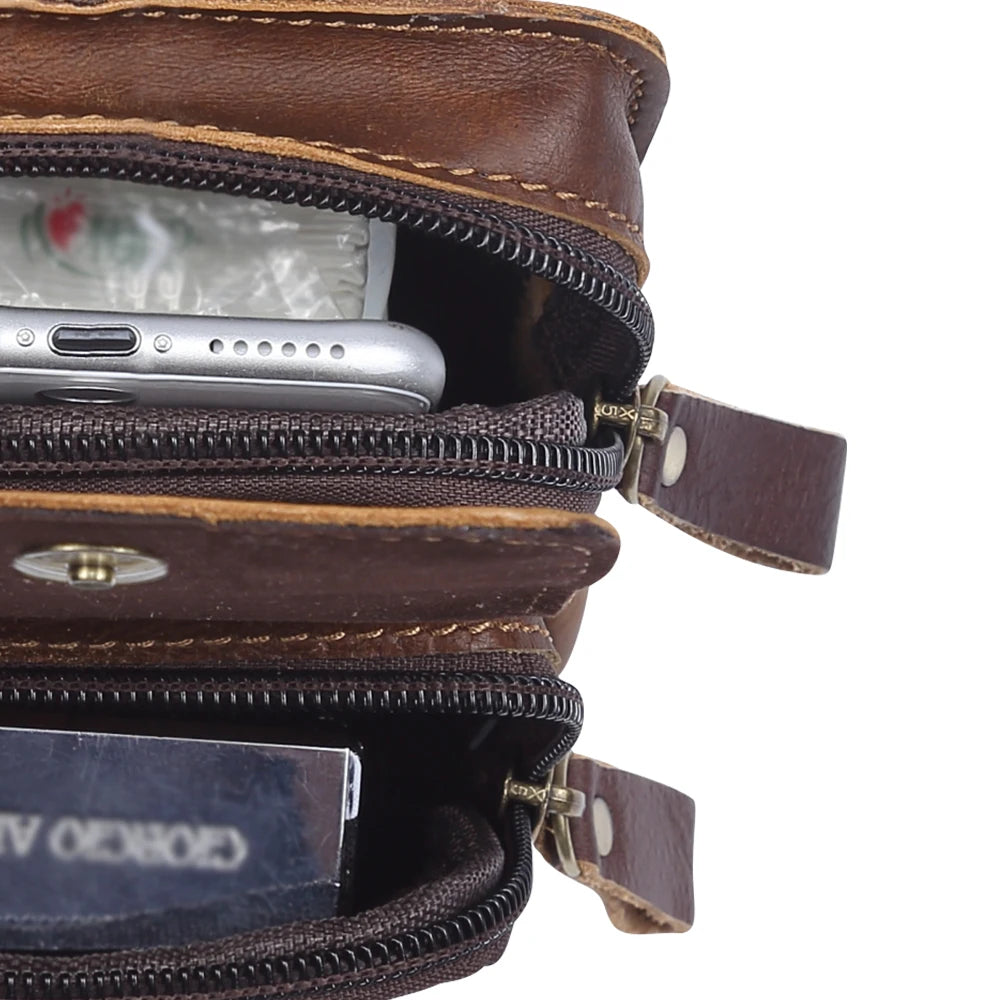 Genuine Leather Men Waist Packs