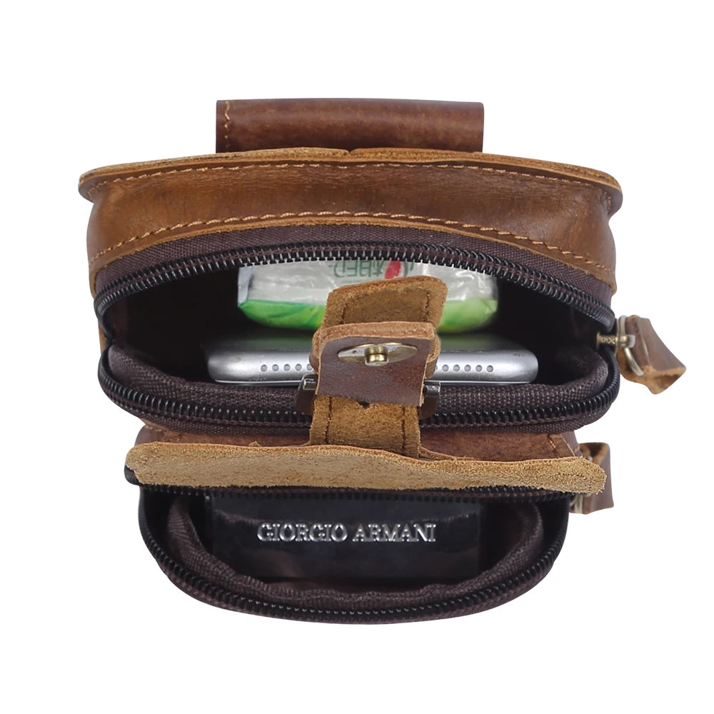 Genuine Leather Men Waist Packs