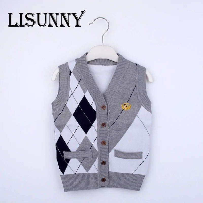 Kids' Plaid Vest Sweater Spring Cardigan for Boys