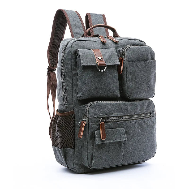 Men's Canvas Backpack – Korean Style Shoulder Bag, Laptop Rucksack for School and Leisure