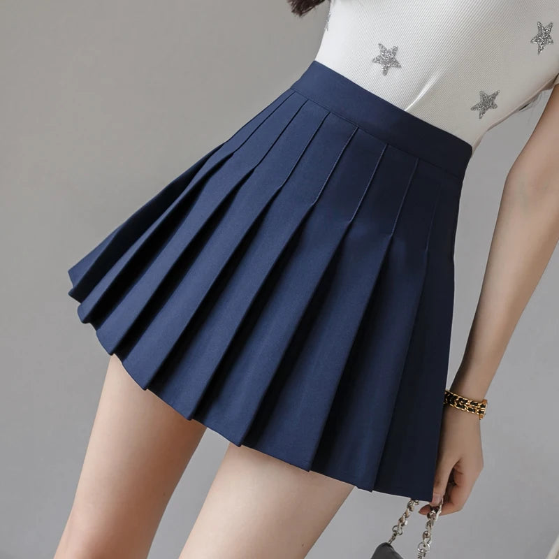 Korean High-Waist Plaid Mini Skirt