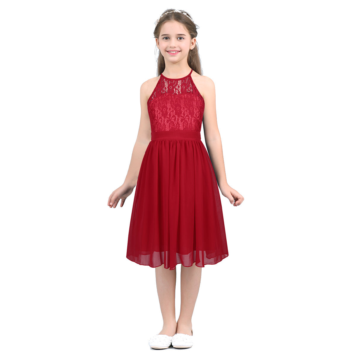 Kid Flower Girl Lace Chiffon Dress