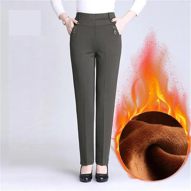 Autumn/Winter Women's Velvet High Waist Loose Mom Pants