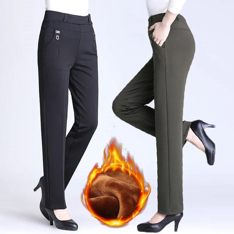 Autumn/Winter Women's Velvet High Waist Loose Mom Pants