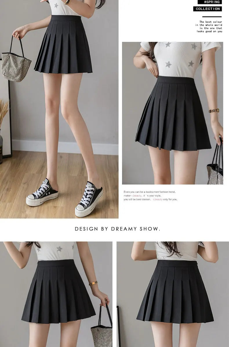 Korean High-Waist Plaid Mini Skirt