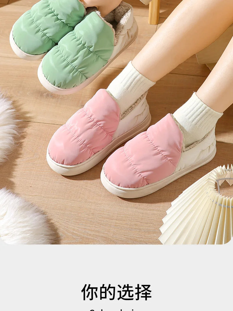 Comwarm Winter Slippers - Women's Soft Fluffy Waterproof Cotton Shoes, Thick Sole, Cozy Non-Slip Flats