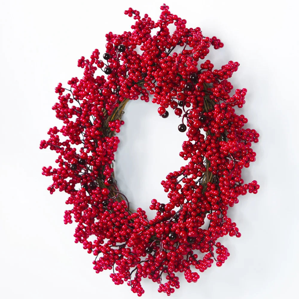 Handmade Christmas Wreath – Cypress Leaf, Red Berry, Pine, for Door or Wall Decor