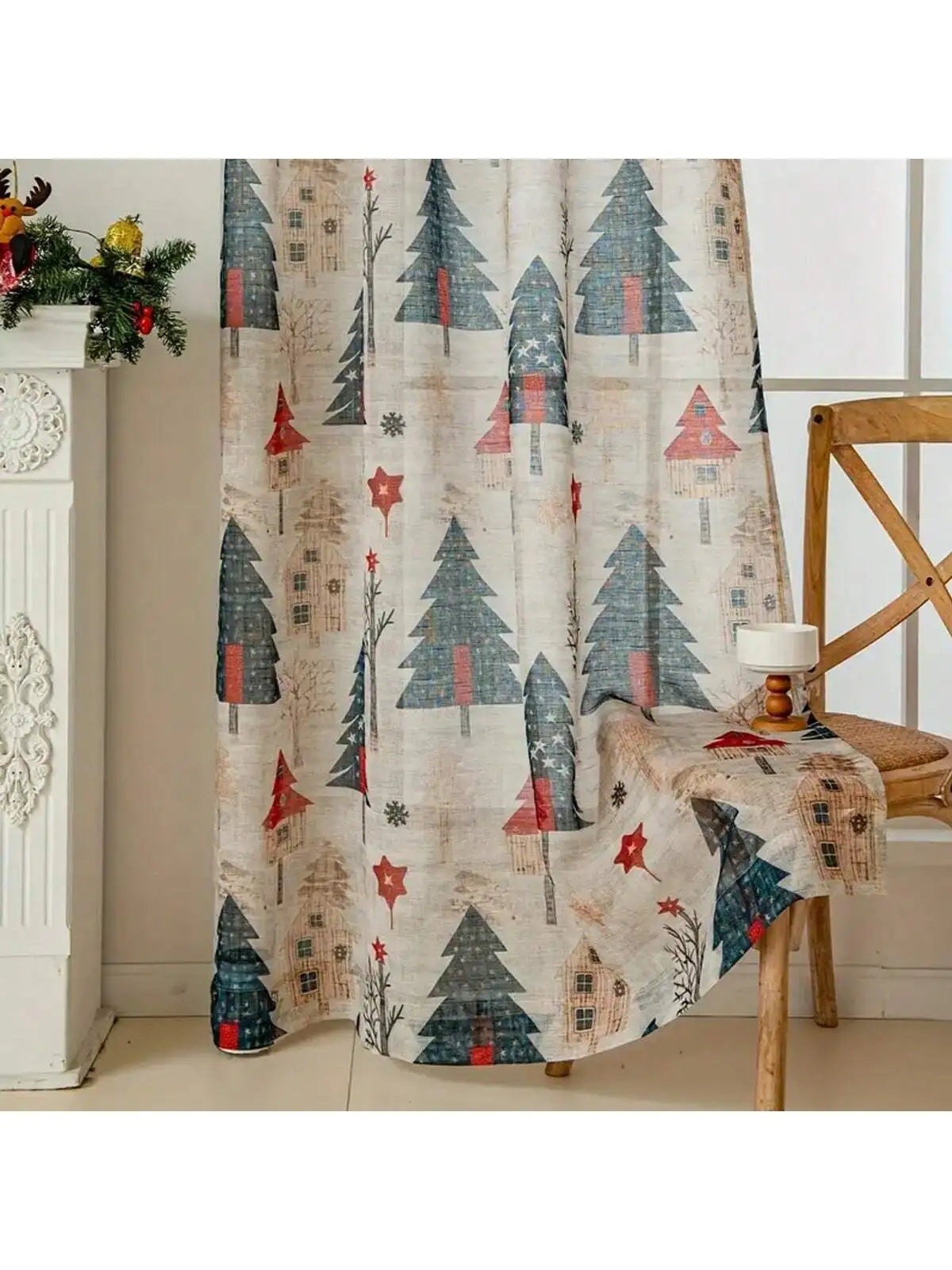 1pc Curtains for Christmas Decorations For Living room Bedroom Window screen