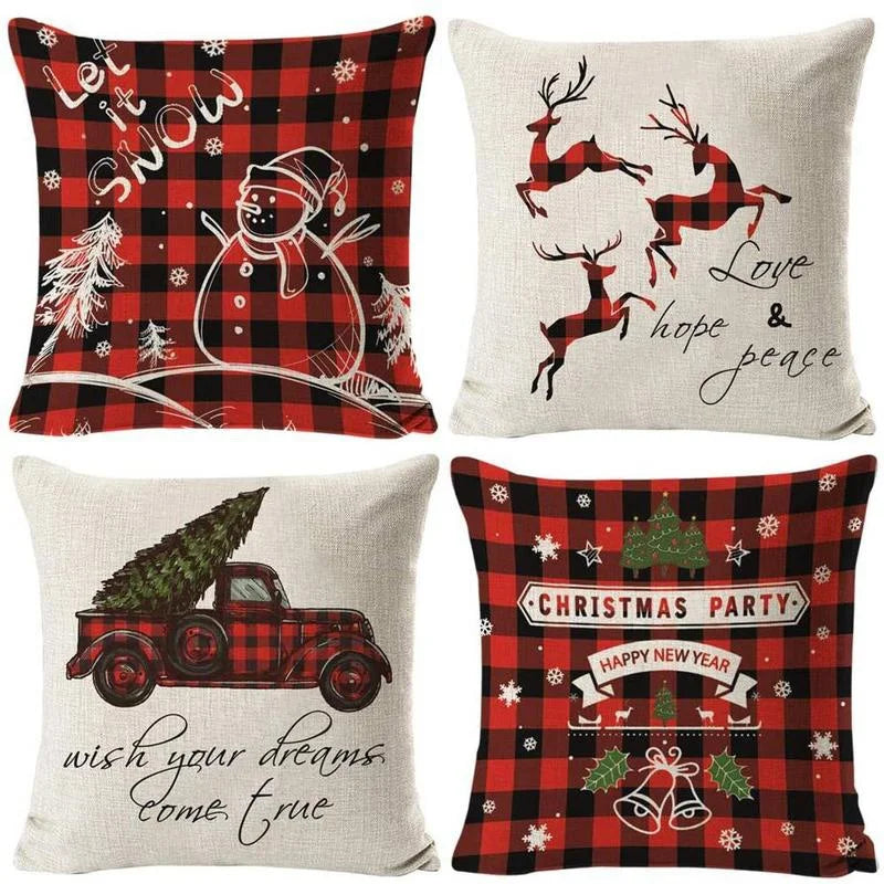 Christmas Pillowcase Cushion Cover – 45x45cm Polyester Home Decor for Living Room