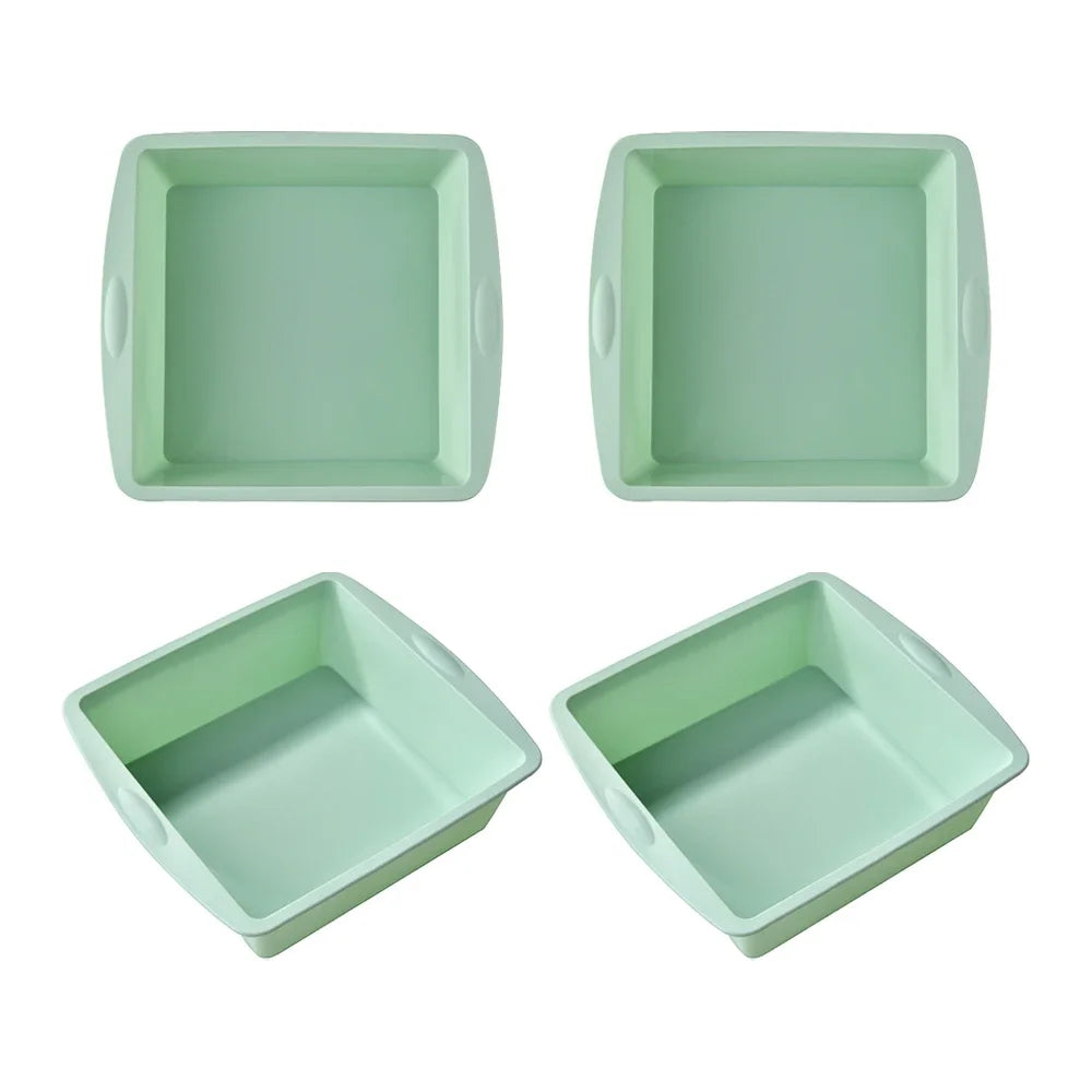 1/4Pcs Silicone Non-Stick Cake Plates – Square Brownie Pan with Handles, Oven & Air Fryer Safe