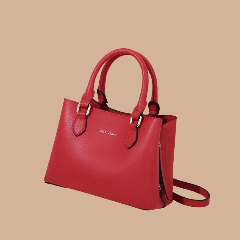 Luxury Red Leather Square Handbag for Women