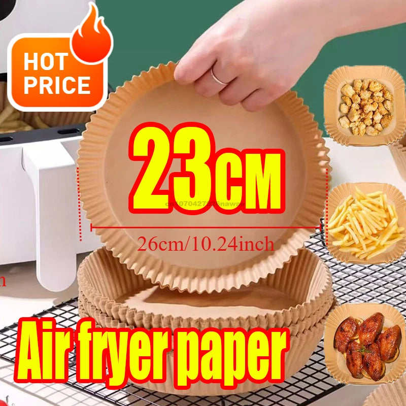 100Pcs Non-Stick Air Fryer Paper Liners – Disposable Baking Sheets for Air Fryer