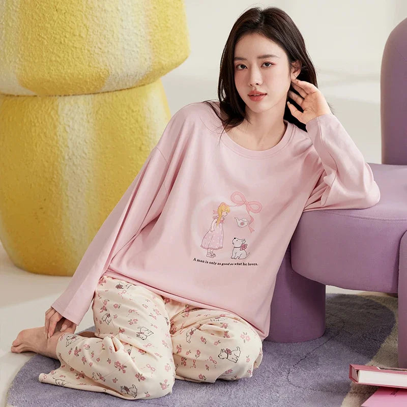 Cute Cat Pajama Set for Women & Girls - Cozy Sleepwear