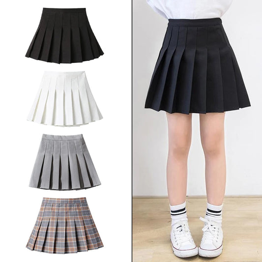 Girls' High Waist Pleated Mini Skirt