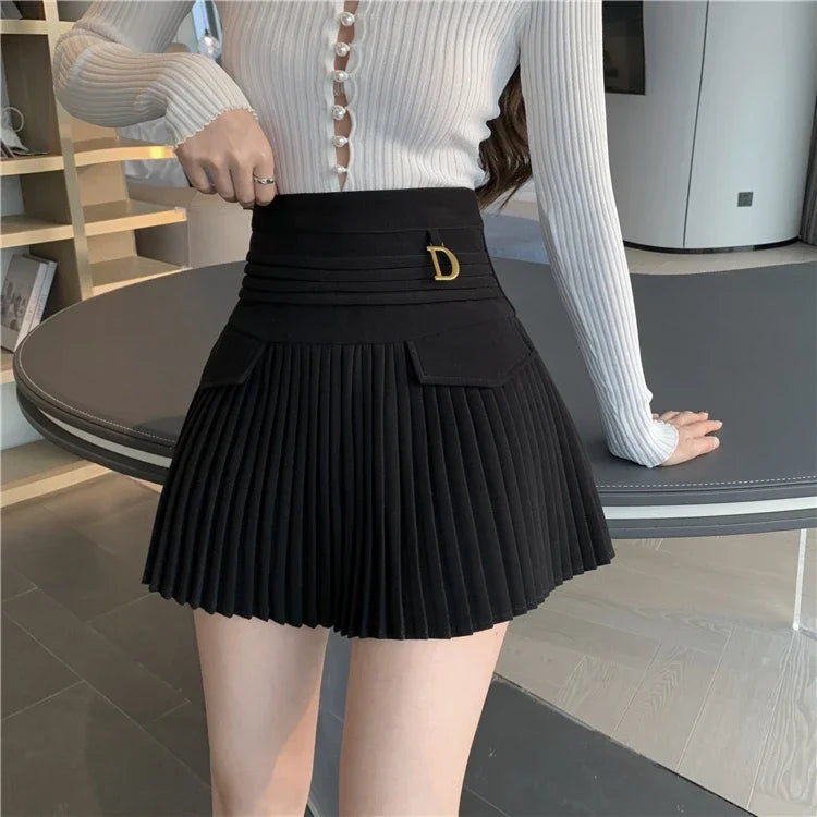 Summer White Pleated Mini Skirt - High Waist A-Line Korean Fashion