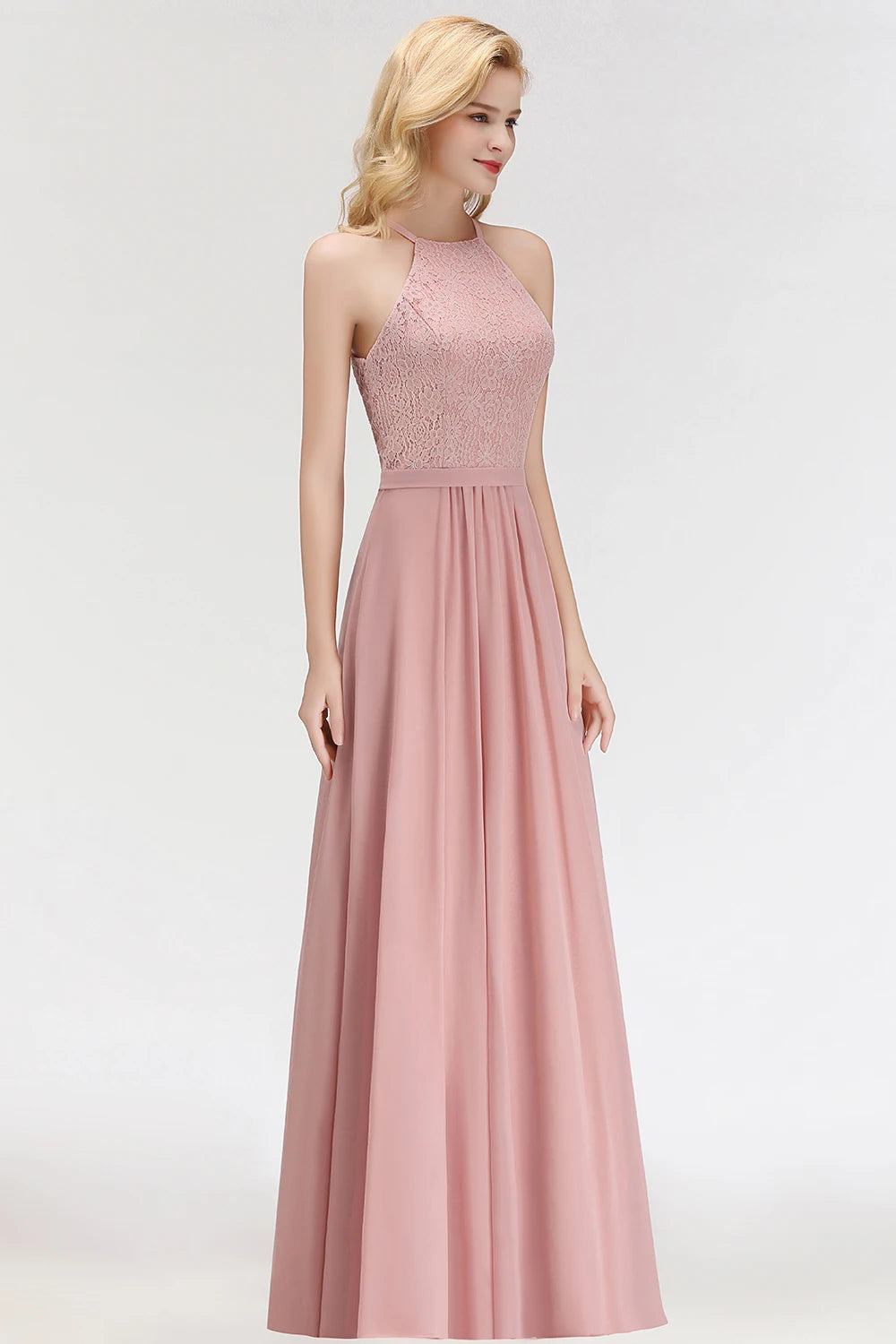 Floral Lace Sleeveless Bridesmaid Dress