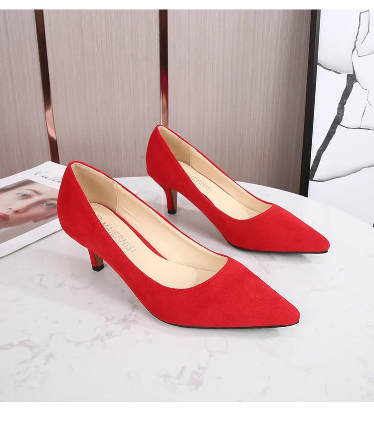 Low Heel Pumps - Women's Pointed Toe Kitten Heels