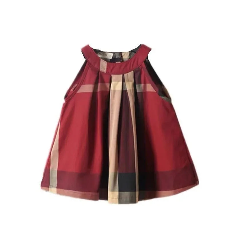 Cotton Children's Summer Clothing - Girl Plaid Princess Dresses