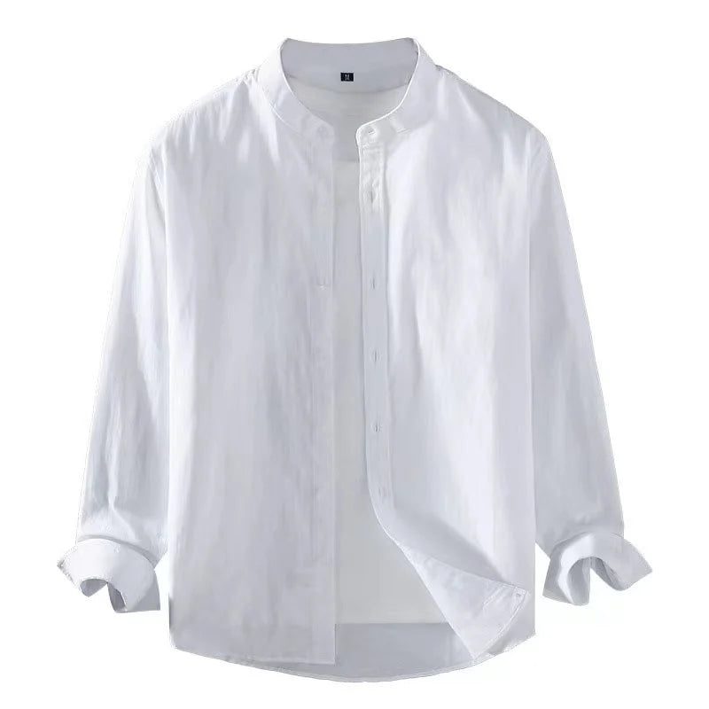 Long sleeve shirt stand collar long sleeve Henry shirt soft and comfortable men's shirt