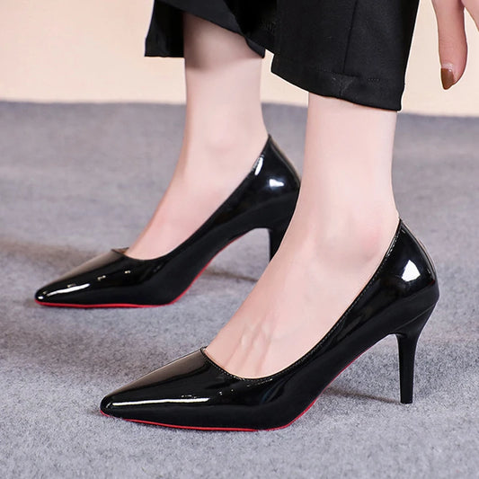 Classic Black Stiletto Heels - Patent Leather High Heels for Women