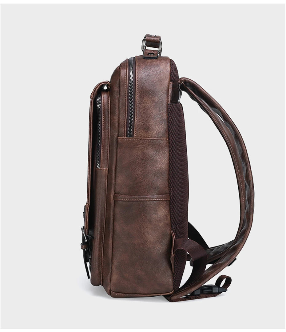 Men's Leather Backpack – 15.6" Laptop Bag & Travel Daypack