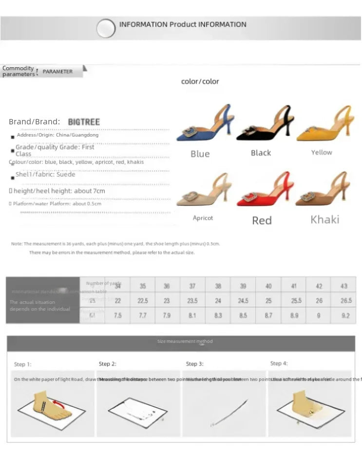 Women Shoes High Heels Shallow Pocket Tip Velvet Hollow Out Metal Buckle Sandals Fashionable Ladies Shoes