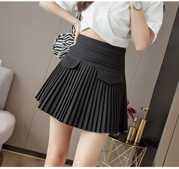 Summer White Pleated Mini Skirt - High Waist A-Line Korean Fashion