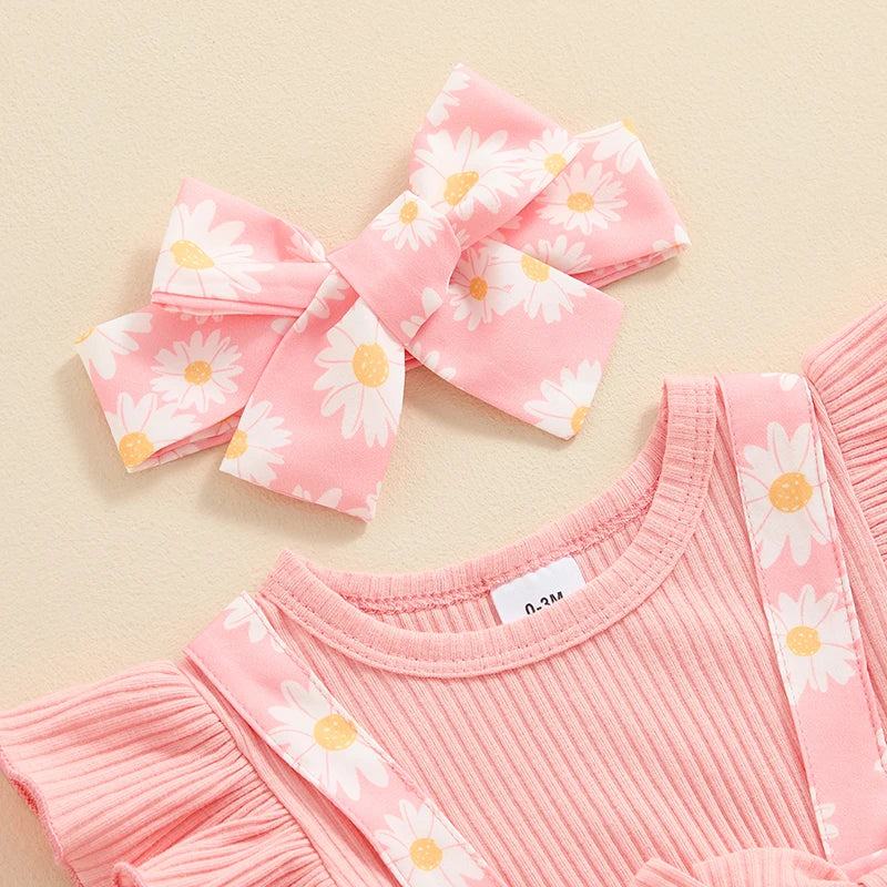 Newborn Ruffle Butt Romper Daisy Overalls Jumpsuit