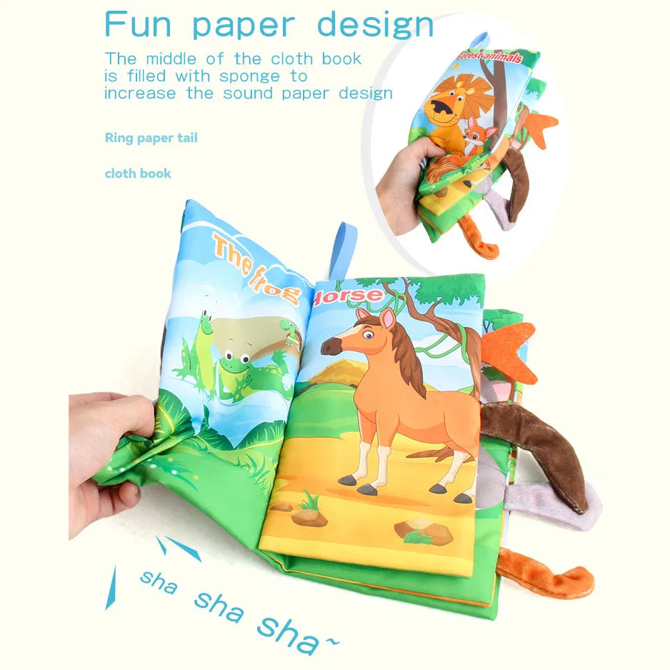 Toddlers' Educational Cloth Book: Cartoon Animal Tails