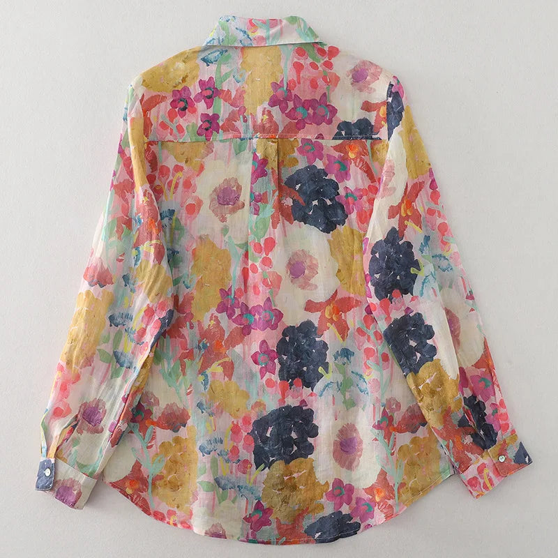 Casual Long Sleeve Button Up Streetwear Blouse