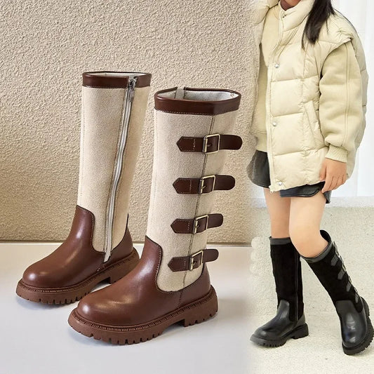 Girls' British Style High-Top Boots - Autumn Winter Fashion & Outdoor Princess Shoes