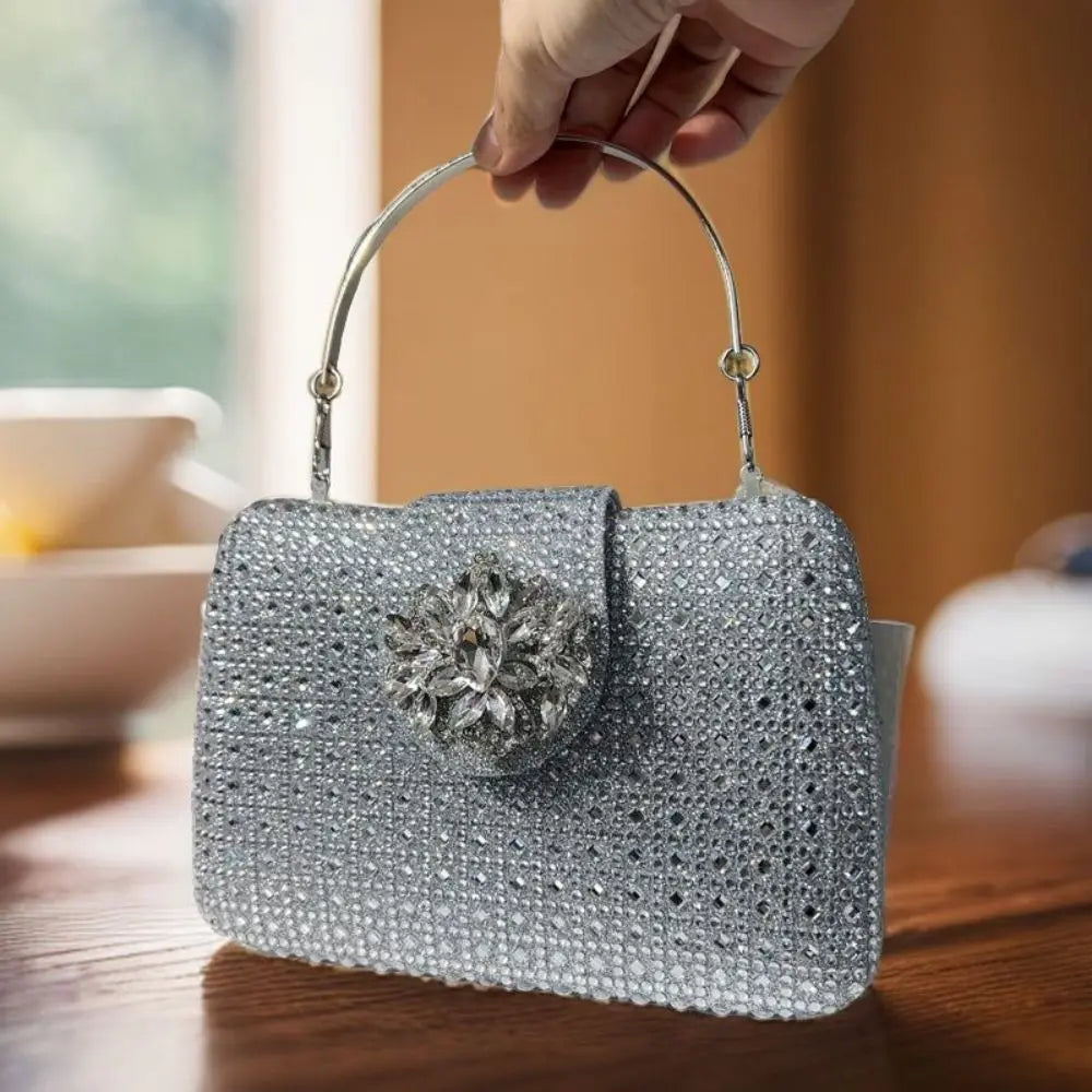 Sparkling Crystal Evening Bag – Metal Clutch & Wedding Purse